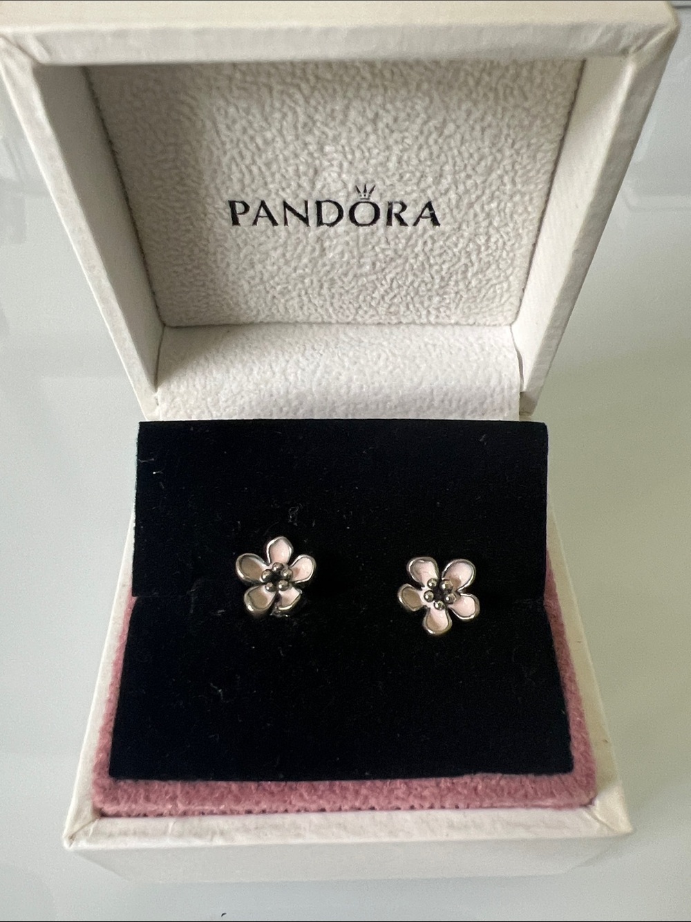 Pandora Cherry Blossom Silver Stud Earrings